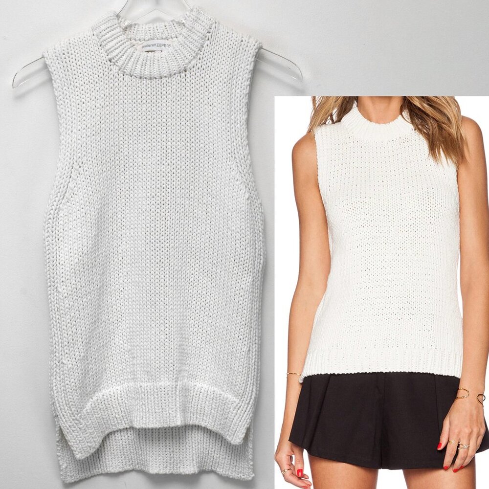 Finders Keepers Make Your Mark Knit Tank Top Sleeveless Sweater White Size Med